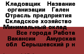 Кладовщик › Название организации ­ Гален › Отрасль предприятия ­ Складское хозяйство › Минимальный оклад ­ 20 000 - Все города Работа » Вакансии   . Амурская обл.,Серышевский р-н